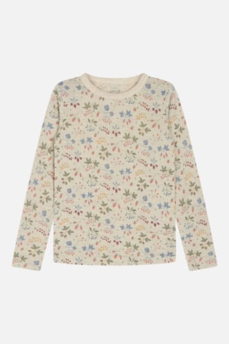 Allie T-shirt ull/silke blomster wheat  - Hust & Claire