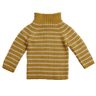 Rib sweater stripes amber/ivory - Esencia