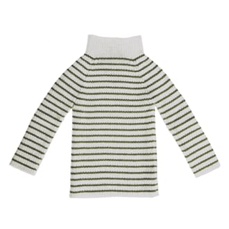 Rib Sweater striped ivory/olive - Esencia