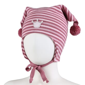 Striped crown hat windproof warm pink/pink - Kivat