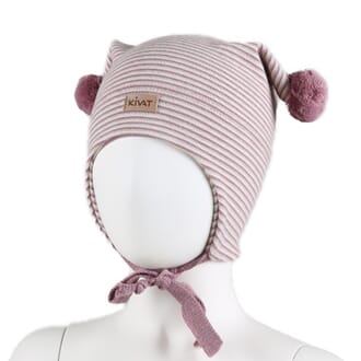 Striped windproof hat dusty pink/offwhite - Kivat