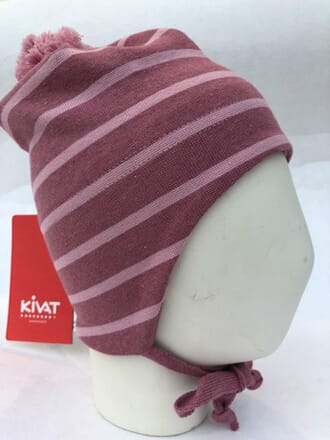 Striped windproof hat warm pink/light pink - Kivat