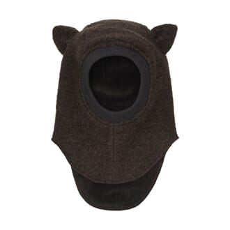 Balaclava Ears Wool dark brown mel - Huttelihut