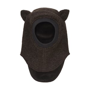 Balaclava Ears Wool dark brown mel - Huttelihut