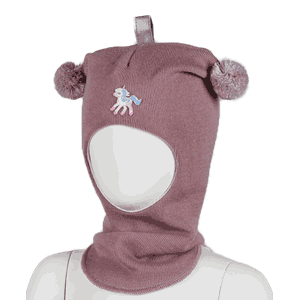 Wool hood unicorn dusty pink - Kivat