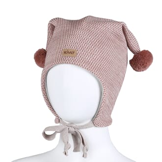 Hat with loop knit and offwhite/dusty pink - Kivat
