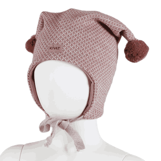 Hat with loop knit offwhite melange/dusty pink - Kivat