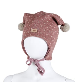 Hat with loop Knit dusty pink/nature undied - Kivat