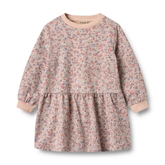 Sweat Dress L/S Zenia rose dust flowers - Wheat