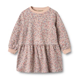 Sweat Dress L/S Zenia rose dust flowers - Wheat
