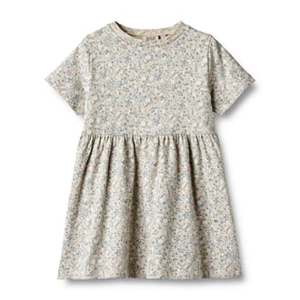 Jersey Dress S/S Anna sandshell mini flowers - Wheat