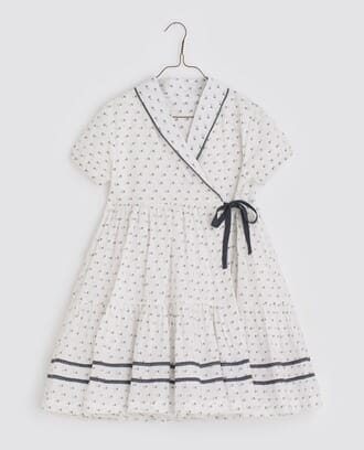 Amel Wrap Dress blue dot - Little Cotton Clothes