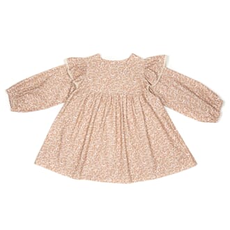 Laura Dress Baby Velvet Print Mustard - Huttelihut
