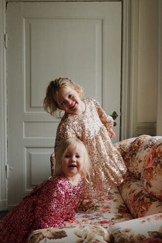 Lila Sequins Bow Dress gold glitter - Konges Sløjd