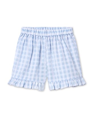 Pari Ruffle Shorts dream blue check - Fliink