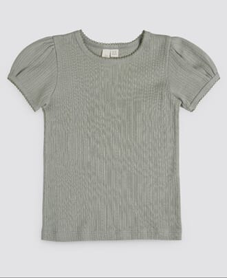 Pointelle T-shirt seagrass - Little Cotton Clothes