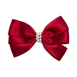 Sløyfe sateng med perler Scarlet Red - Den Lille Prikken