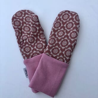 Mittens with flowers dusty pink/offwhite - Kivat