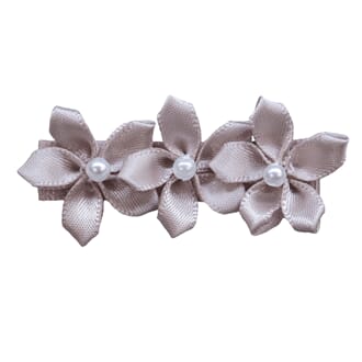 Sløyfe tre blomster Taupe - Den lille prikken