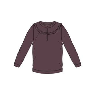 T-shirt Wool Ruffle LS soft eggplant - Wheat