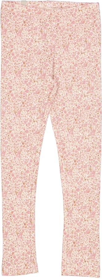Wool Leggings ivory flowers - Wheat