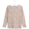 Wool T-Shirt LS flowers - Wheat