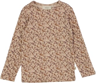 Wool T-Shirt LS khaki wild life - Wheat