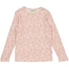 Wool T-Shirt LS ivory flowers - Wheat