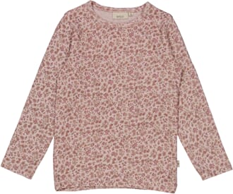 Wool T-Shirt powder flowers - Wheat