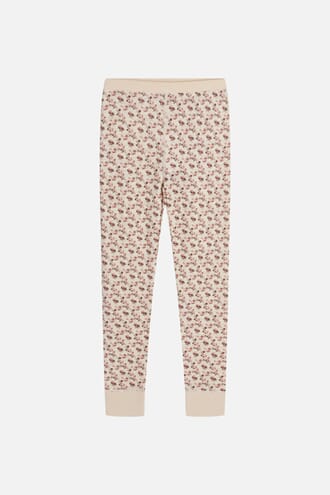 Laso Leggings ull/bambus blomster wheat - Hust & Claire