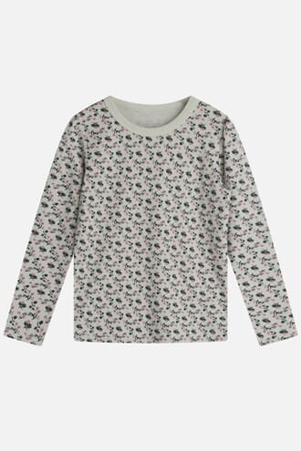 Abbelin Genser ull/bambus blomster green - Hust & Claire