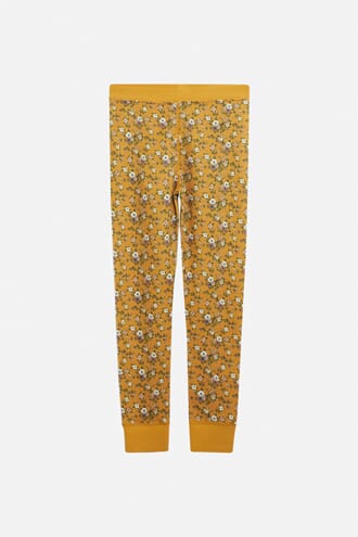 Laso Leggings ull/bambus blomster canary - Hust & Claire