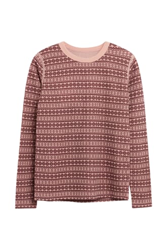 Abba genser ull/bambus jacquard red - Hust & Claire