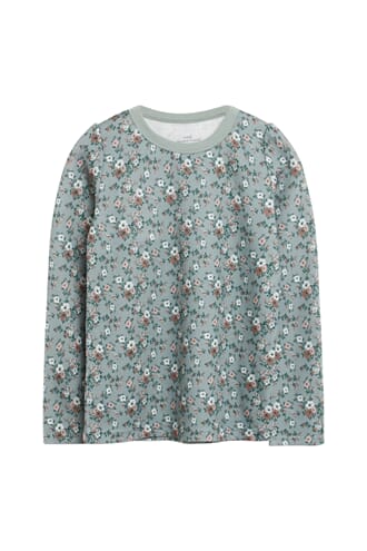 Abbelin genser ull/bambus blomster green - Hust & Claire