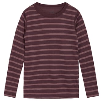 Abba Genser ull/bambus striper plum - Hust & Claire