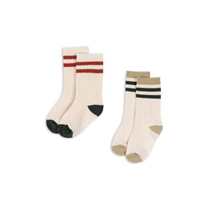 2 Pack Rib Socks green stripe - Konges Sløjd
