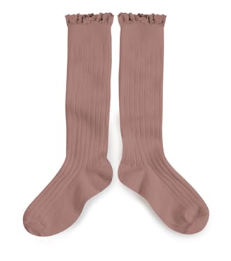 Knestrømper med blonder praline - Collegien