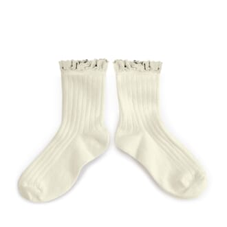 Ankelsokker med blonder offwhite - Collegien