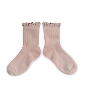 Ankelsokker med blonder rose - Collegien