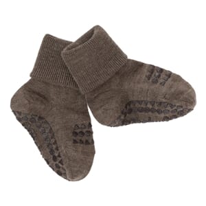 Non Slip Socks Wool Brown Melange - GoBabyGo