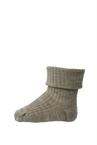 Wool Rib Baby Socks light brown melange - MP