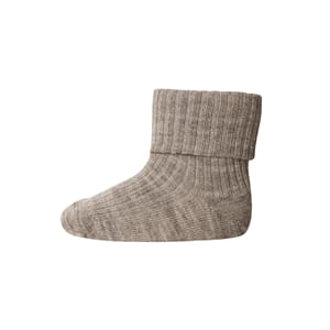 Wool Rib Baby Socks light brown melange - MP