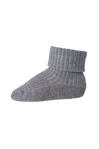 Ankle Wool Rib Turn Down grey marled - MP