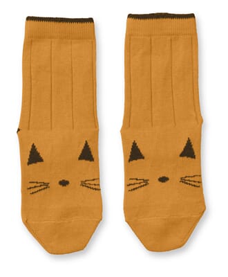 Silas socks cat mustard - Liewood