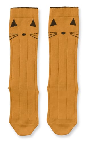Sofia knee socks cat mustard - Liewood