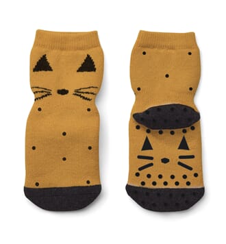 Nellie anti slip socks cat mustard - Liewood