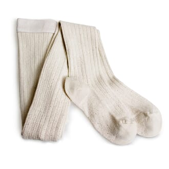 Glitter Ribbed Tights Offwhite - Collegien