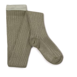 Glitter Ribbed Tights Sage - Collegien
