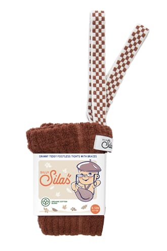 Granny Teddy Leggings med seler Cinnamon Check - Silly Silas