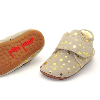 Beginners velcro shoe beige dot - Pom Pom